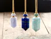 Natural gems stone Essential Oil Diffuser Perfume Bottle Pendant necklace stainless steel jewelry Drop Y2008107416023