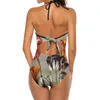 Kwiat strojów kąpielowych damskich w krajobrazowym stroju kąpielowym vintage różnorodne jedno kawałek push up surf Monokini wycięcie strojów kąpielowych graficzne odzież plażowa