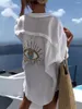 Повседневные платья летние платья с блеском платья для глаз женщины Fashiona Beach Style Lake Button Sun защита хлопковое льня