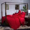 Zestawy pościeli czerwone hafty egipskie bawełniane kołdrę grube łóżko arkusz łóżka na ślubne poduszki