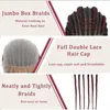 36 Full Lace Frontal Wig Jumbo Knotless Braided Wigs With Baby Hair Synthetic Goddess Locs Braided Wig Black Mix Burgundy Wig 240506