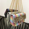 Rainbow Handbag Eagle Head Shoulder Bags Patchwork Crossbody Bag For Women Luxury Brand Designer Bag Lether Purses For Girls Party Wedding Cluth Bags