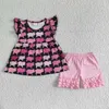 Clothing Sets Summer Fashion Baby Girls Pink Sleeveless Top Striped Pants Suit Wholesale Boutique Children Clothes
