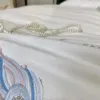 Sängkläder sätter lyxig fransk stil 60 -tal vit broderi ren bomullslipning täcke täcken sängkläder monterade ark kuddväskor sängkläder