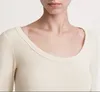Dames t shirts vrouwen lente stijl retro temperament u-hals pit strip pullover veelzijdige t-shirt met lange mouwen lang mouwen