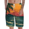 Summer Coconut Tree Men's Split Straight Leg Sandals Beach Casual Loose 3D Printed Sports Pants M514 25