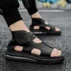2024 Trend Sandalet Moda Plaj Ayakkabıları Şok geçirmez Deri 39-45 Roman Yüksek Top Hook Döngü Boş Zaman Erkekler Saa