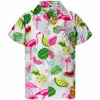 Flamingo Hawaiian Shirts Strand Sommer Herren Shirt Tropic Blatt 3D -Print Hemden Frauen Mode Bluse Kurzarm Berufung 240513