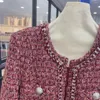 Giacche da donna Giacca di lana rossa per fibbia in argento a catena di fragranze autunnali/invernali