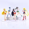 Action Toy Figures 5PCS-Set Sailor Moon Anime Figure Mizuno Ami Tsukino Usagi Hino Rei Aino Minako Action Figure Modèle Kawaii Doll Toys Gift Y240514