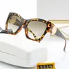 Lyxdesigner solglasögon kvinna senior kattögon solglasögon metall tillbehör mode glasögon coola leopard ram glasögon polarisera lins glasögon gåva mens skugga