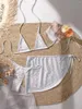 Kobietowe stroje kąpielowe błyszczące srebrne 3 -częściowe zestawy bikini -bikinis kobiety seksowne cekin