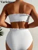 Dames Swimwear XS - L Bandeau File vrouwelijke zwempak High Taille Bikini Vrouwen Twee delen Set Bather Bathing Suit Swim V4917