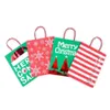 Green Handle Christmas Wrap with Red Kraft Bags Stripe Snowflake Print Xmas Gift Paper Bol