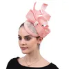 Berets Big Bow Millinery Fascynatory Women Party Tea Hat Bridal żonaty elegancki chapau moda różowe akcesoria na głowę