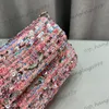 23C Shimmer Giltter Pink Sequins Classic Mini Flap Makeup Vanity Box Bags Turn Buckle Crossbody Fanny Pack Cosmetic Case Lipsctick Card Holder Purse 14x12x5cm