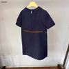 Top Girls Robes Blue Denim Fabric Jupe Princess Robe Taille 100-150 cm Kids Designer Vêtements Baby Roule 24MA