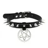 Anhänger Halsketten Anhänger Halsketten Spike Punk Choker Halsband für Mädchen Goth Pentagramm Halskette Emo Halsgurt Cosplay Chocker Gothic AC DH3HK