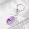 Harts söta 3D -toffelskor nyckelring för kvinnor vän gåva kawaii simulering fluffig pendells väska bil charms keyring smycken