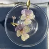 Boucles d'oreilles étalon Intellectual Elegance Copper Paint 925 Silver Needle Green Feuilles Retro Pansy Flowers Earnail Femme