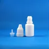 100 set/lotto da 10 ml (1/3oz) bottiglie bianche in plastica a prova di manomissione a prova di manomissione evidenti tappi sottili lunghi punte sottili ldpe e vapore cig liquido 10 ml igojj icrbt