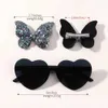 Hair Accessories 1 Set Gorgeous Glasses with Sparkling Butterfly Hair Clip Hair Accessories Fashion Wave Point Kids Hair Clip Love Glasses Gift