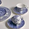 Koppar tefat retro blommig keramik och under glasyr färgplatta kinesisk stil växtblomma serie eftermiddag te kopp två stycke set