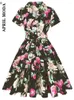 Festklänningar 1950 -talets stil vintage sommar mode kvinnor klänning elegant retro blommig svart tryck sexig kort ärm kväll 2024