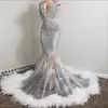 Sparkly Silver Crystal Prome Promes 2023 Сборка с блестками Черные девушки Вечернее платье с без рукавов.