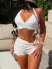 Swimwear Women 2024 Sexy Ribbed Bikini Set Swimsuit for Women Halter Push Up Female TrawShip Bathing Fissure Summer Beach Wear Swim