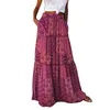 Skirts Boho Beach Skirt Vintage Printed Swing Long 2024 Summer Elastic High Waist A-Line Vacation Flowy Maxi Faldas