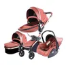 Carrinhos# Novo Baby Stoller de alta qualidade Baby 3/2 em 1 bebê PRAM PERONCAPE DOBRE PU PU CALUERWAGEN Carriage Car Carro Recém -nascido H240514