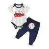 Ensembles de vêtements pour bébé garçons 2 pièces lettres rayées lettres imprimées à manches courtes avec un pantalon de baseball en été