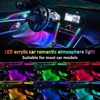 Decorative Lights Car Acrylic Ambient Lights APP Control LED Strip Light Auto Interior Neon 64 RGB Lamps Strip Universal Accessories 18 in 1 T240509