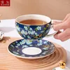 Teaware sets Alegant Ceramics Tea Pot Cup en schotel goudstickers phalaenopsis orchidee ontwerp koffie Water mok drink vlinder vlinder