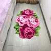 Tapis rose fleur tapis non glissable de salle de bain lavable sans glissement