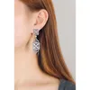 Dangle Earrings Evacandis Floral Design Inlaid Cubic Zirconia drop for Women Stylish White Golden Gemstoneプレミアムファインジュエリー