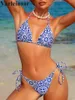 Женские купальные костюмы XS - L Printed Halter Strappy Bid Padded Bikini Wome Swimsuit Женщины с двумя частями Set Bather Count Sup Swim v5653