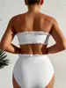 Menas de banho feminina cintura alta biquíni branca tanga de biquíni ruched swimsuit de maiô de 2 peças biquínis biquínis de roupa de praia traje bano bano mujer