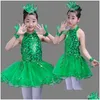 Portez des filles ballet danse robe ballerine pour enfants gymnastique juge de gymnastique compétition verte de tutu en tout-petit dansant dance de dhalf