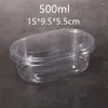 Copas descartáveis canudos 25pcs 500 ml tigela de plástico transparente kichen embalagem alimento salada de fruta copo de pastel
