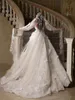 Appliques romantiques Robe de mariée 3d Fleurs Perls Sequins Bridal Bridal-Long Longing Bride Robes Vestidos de Novia