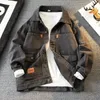 Jeans Coat for Men Wide Shoulders Denim Jackets Man Motorcycle Cargo Biker Loose High Quality Clothing Elatic in Aesthetic G 240514