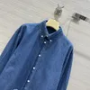 New vintage original blue soft denim short shirt