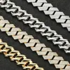 Hip Hop Luxe 18 mm Cubaanse keten Moissanite en S925 Silver White Gold Poled Jewelry Cuban Link Chain Men