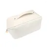 Storage Bags Cosmetic Pouch Smooth Zipper Portable Handle Makeup Bag High Capacity Three Compartments Waterproof Travel