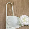 Swnewwear féminin Sexy Flower Bandeau Thong Bikini 2024 Femmes de maillot de bain à lacets à lacets de natation