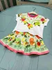 Marque Baby Tracksuits Summer Girls Dress Kids Designer Clothes Taille 100-160 cm Orange Flower Print T-shirt et jupe courte 24mai