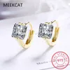 Boucles d'oreilles cerceaux Ins Real 925 Sterling Silver Rectangle Zircon For Women Classic Fine Jewelry 18K Gold Accessories Gift