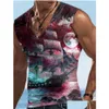 Tobs de débardeur masculine pour hommes mode carte d'été Route 3D Viete sans manches imprimée T-shirt Sailor Coute à manches V surdimension